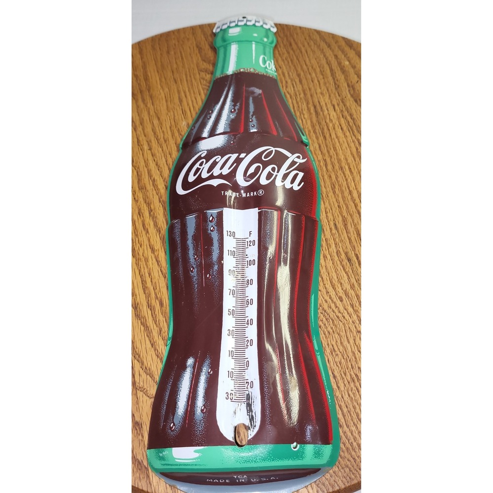 Coca-Cola Bottle Thermometer Metal Tin Sign Vintage Advertising TCA USA READ!